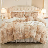 EMME Luxury Khaki Fuzzy Duvet Cover Set Twin Size Fluffy Comforter Cover Set 2 Pieces Shaggy and Plush Soft Bedding Duvet Covers (Tie Dye Khaki, Twin) EMME