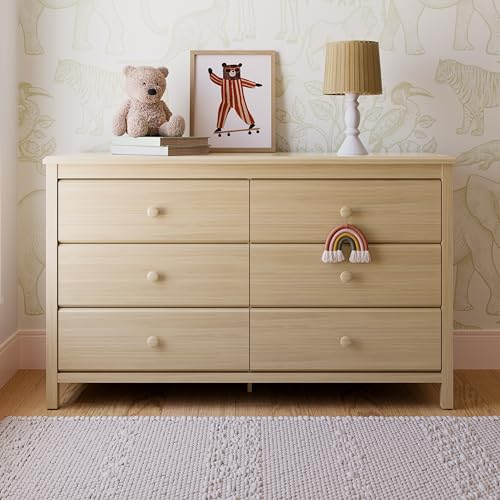 Storkcraft Alpine 6-Drawer Dresser (Driftwood) – GREENGUARD Gold Certified, Brown Dresser for Bedroom, Kids & Nursery Storage Drawers, Safety Interlocking Drawers, Pre-Installed Tracks, Kids Bedroom Storkcraft