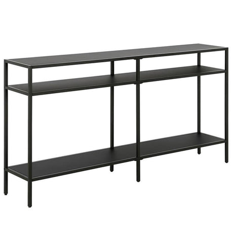 Henn&Hart 55" Wide Rectangular Console Table with Metal Shelves in Blackened Bronze, Entryway Table, Accent Table for Living Room, Hallway Henn&Hart