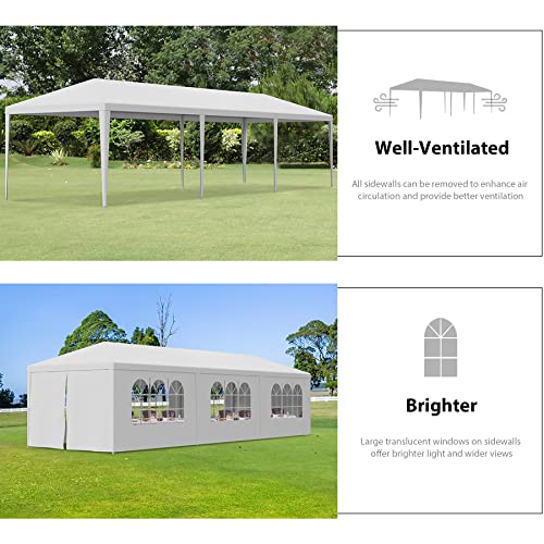 BBBuy 10’X30’ Outdoor Canopy Tent with Removable Sidewalls Gazebo Shelter Pavilion for Backyard BBQ Camping Picnic Parties Wedding Ceremony, Easy Assemble and Removable BBBuy