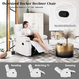 Trygoal Oversized Recliner Chair, Leather Recliner Adjustable with Side Pockets, Living Room Reclining Lounge Chair for Adults, Small Spaces Comfy Sofa with Theater Seating for Bedroom, Movie,White
