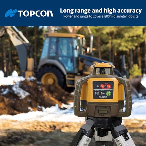 Topcon RL-H5A Laser Transit Leveler Kit - LS-80X Rotary Laser Receiver with Rod Bracket - 36-60in Precision Level 360 Laser Tripod - 13ft Fiber Rod Level Tool with Tenth Increments for Constr - WoodArtSupply