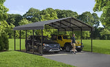 Arrow Carports Galvanized Steel Carport, Double Car Metal Carport Kit, 20' x 24' x 7', Charcoal Arrow