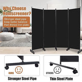 Room Divider Portable 88'' Partition Room Dividers and Folding Privacy Screens 4 Panel Wall Divider for Room Separation, Freestanding Fabric Room Divider Panel with Wheels for Home Office Hospital HOMSCREENER