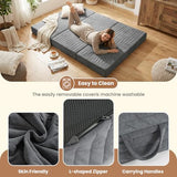 Erament 6-Inch Tri-Fold Mattress Full Size, Covertible Bed Floor Futon Mattress with Handles & Non-Slip Bottom, Foldable Mattress with Removable Tufted for Guest, Camping, Dorm Erament