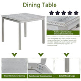 Ball & Cast 5 Piece Dining Table Set,Kitchen Table Set for 4 W/ 34.5" Square Wooden Dining Table,Living Room Furniture W/ 4 Upholstered Chairs,for Dining Room,Kitchen,Restaurant,Silver Gray Ball & Cast