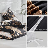 mixinni Black Floral Duvet Cover Twin XL Size, 3 Pieces Garden Style Botanical Flowers Leaves Bedding Set, Soft Cotton Reversible Farmhouse Boho Duvet Cover and 2 Pillowcases for All Season mixinni