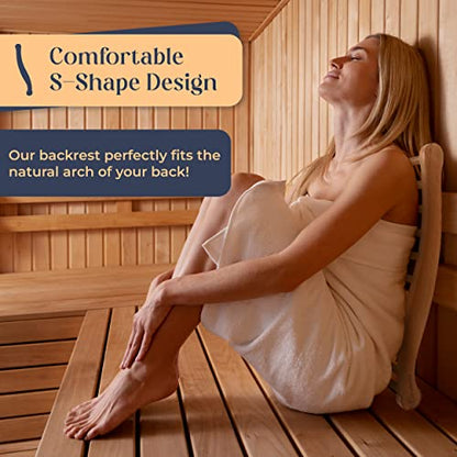 Pasithea Canadian Red Cedar Sauna Backrest - Slip-Resistant, Non-Toxic, Comfortable S-Shape Design - Sauna Chair with Back, Sauna Accessories for Any Barrel or Infrared Sauna (Pack of 1)