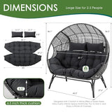 NICESOUL® Double Egg Chair Indoor Outdoor Stationary Oversized Thicken Padded Cushions,2 Person Egg Loveseat Chair,680 lbs Extra Large Lounge Chair for Patio Balcony Porch Backyard Gray NICESOUL