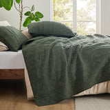 Bedsure 100% Cotton Quilt Set - King Size Bedspread, Lightweight Soft Bed Coverlet, 3-Piece Cozy Stitching Quilt Set with 2 Pillow Shams in Geometric Pattern for All Season, 106x96 inches, Olive Green Bedsure