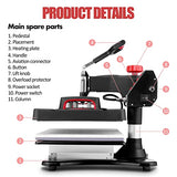 Heat Press 8 in 1, Pro Heat Transfer Machine 12"X15", Digital 360° Swing Away Tshirt Press Machine Combo, t Shirt Maker Printing Sublimation Heat Press Machine for T-Shirts Hat/Cap Mug Plate WOOKRAYS