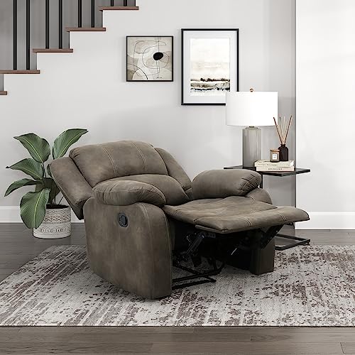 Lexicon Manual Recliner Sofa Chair, Home Theater Seating, Wall Hugger Manual Reclining Nursery Chair for Bedroom/Living Room/Office/Apartment, Brown Polished Microfiber Lexicon