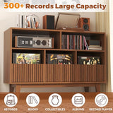 Forrelaxis 48" XL Record Player Stand with 3 Drawers, Mid Century Modern Vinyl Record Storage Cabinet Up to 285 LPs, Turntable Media Console Table for Living Room Bedroom(Walnut) Forrelaxis