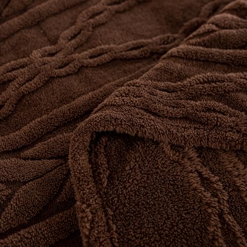 YUSOKI Twin XL Blanket Single Layer,Weight(3.1lb),370GMS-3D Stylish Design for Gift Home Decor (Brown,65"x90") YUSOKI