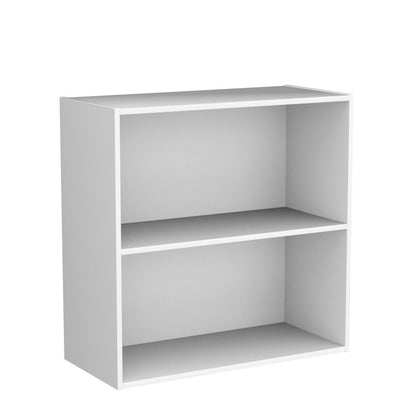 KB Designs Contemporary White 2-Tier Open Shelf Bookcase Storage Organiser - WoodArtSupply