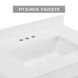 Furrnook Farmhouse Bathroom Vanity with Single Undermount Sink, Sliding Barn Doors, 2 Drawers & Ample Storage | Durable Engineered Stone Countertop | Freestanding Cabinet (30 inch) Furrnook