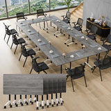 6Pack Mobile Conference Table Modular Meeting Training Tables Foldable Conference Room Tables with Wheels Modern Large Folding Office Table with Flip Top Desktop for 4-16 (6, Grey, 47in) YLMYXB