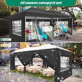 COBIZI Canopy 10x20 Pop Up Canopy Tent with 6 Sidewalls, One Push Party Tents for Parties Outdoor Wedding Waterproof Gazebo Commercial Event Tent with Sandbags, Black COBIZI