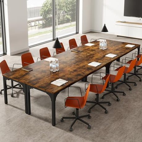 Trggivs 6.56 FT Conference Table, Super Sturdy Large Rectangle Meeting Seminar Table for 8 Person, Long Business Tables (Brown, 1PC) Trggivs