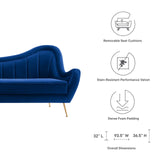 Modway EEI-5874-NAV Cheshire Channel Tufted Performance Velvet Sofa, Navy Modway