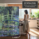 Red Lantern 6 ft. Tall Double Sided Works of Monet Canvas Room Divider - Water Lily/Garden Red Lantern