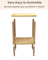 LUCKNOCK Side Table, 2-Tier Solid Wood End Table with Storage Shelf, Slim Nightstand Bedside Table for Small Spaces, Bedroom, Living Room, Entryway, Farmhouse, No-Tool Assembly. LUCKNOCK