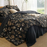 Bedsure Black Full Comforter Set - 7 Pieces Floral Bedding Sets Full Bed in a Bag with Reversible Botanical Flowers Comforter, Sheets, Pillowcases & Shams Bedsure