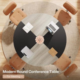 Tribesigns 47-Inch Round Conference Table for 4-6, Modern Meeting Table, Wooden Meeting Seminar Table, Simple Office Table for Office Conference Room Tribesigns