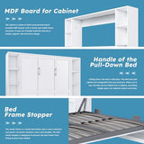 Hosnnile Queen Murphy Bed, 89.7'' Foldable Space-Saving Wall Bed with Storage Cabinet, Solid Hidden Metal Bed Frame with Wooden Bookcase Bookshelf for Bedroom, Guest Room Hosnnile