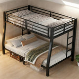 Bellemave Metal Full XL Over Queen Bunk Bed with High Guardrail & Under-Bed Storage, Heavy Duty Bunk Beds Frame with 2 Side Ladders, Full Over Queen Bunk Bed for Adults, No Box Spring Needed, Black Bellemave