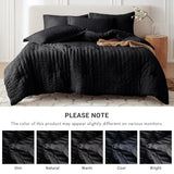MUXHOMO 7 Pieces Queen Comforter Set, Seersucker Bed in a Bag Queen Size, All Season Luxury Bedding Set with Comforter, Flat Sheet, Fitted Sheet, Pillowcases & Shams, Black MUXHOMO