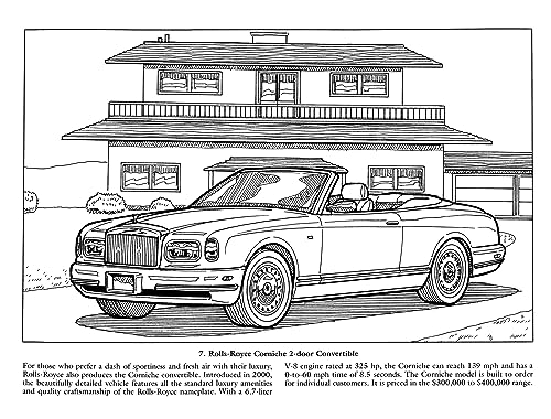 Luxury Cars Coloring Book (Dover Planes Trains Automobiles Coloring) Dover Publications