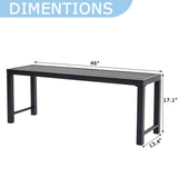 Black Outdoor Bench, Outdoor Metal Backless Bench, 46" Patio Garden Bench for Outdoor, All Weather Outdoor Bench for Garden, Backyard, Porch, Black Puntogen