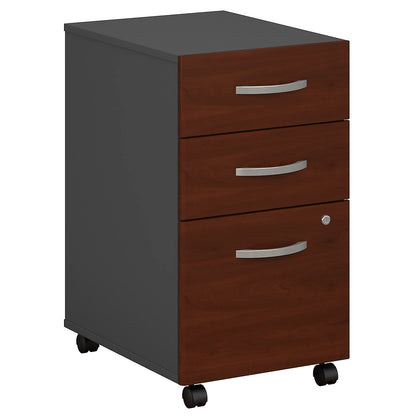 Bush Business Furniture Components 21"D Vertical 3-Drawer Mobile File Cabinet, Hansen Cherry/Graphite Gray, Standard Del - WoodArtSupply