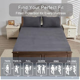 QUWOU Queen Mattress Protector Waterproof Mattress Cover with 18" Deep Pocket Bed Cover, Fitted Sheet Style Noiseless Breathable Machine Washable, Dark Gray (60'' X 80'') QUWOU