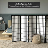 4 ft. Short Window Pane Shoji Screen - Black - 8 Panels Red Lantern