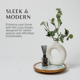 12-Inch Premium Acacia Wood Lazy Susan Turntable for Table Top with Removable Marble Texture Glass Plate, Wooden Lazy Susan for Dining Table Centerpiece & Kitchen Countertop Rickby