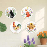 ORIGACH 4 Pcs Flower and Animal Embroidery Kit for Beginners, Stamped Design Embroidery Starter Kit Includes Cloth, Hoops, Threads & Needles