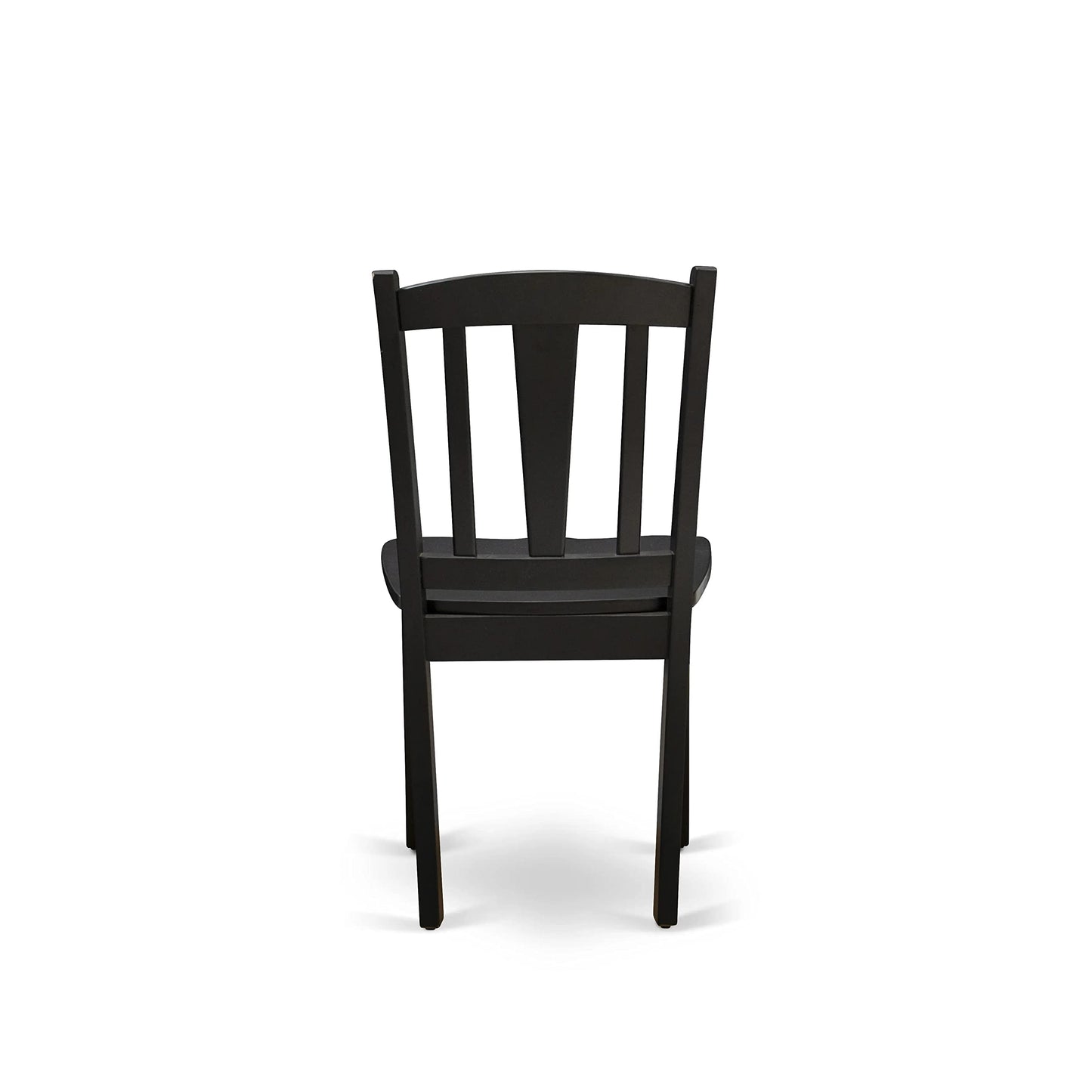 East West Furniture DLC-BLK-W Dublin Kitchen Dining Chairs - Slat Back Wood Seat Chairs, Set of 2, Black - WoodArtSupply