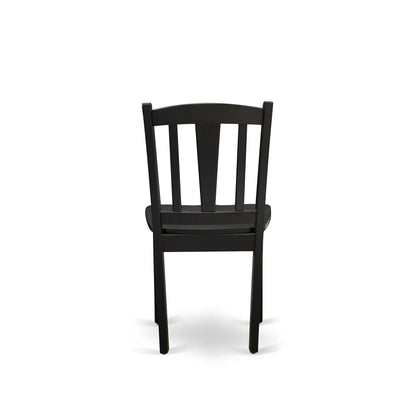 East West Furniture DLC-BLK-W Dublin Kitchen Dining Chairs - Slat Back Wood Seat Chairs, Set of 2, Black - WoodArtSupply