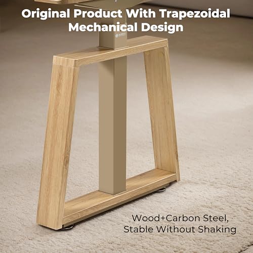 EUREKA ERGONOMIC Standing Desk, 63inch Executive Computer Desk Adjustable Height Stand up Table Modern Trapezoidal Leg,Touch Screen,Oak EUREKA ERGONOMIC