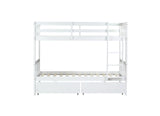 Harper & Bright Designs Twin Over Twin Bunk Bed with 2 Drawers, Convertible into 2 Twin Beds, Twin Bunk Bed with Ladder and Safety Guardrails, White Harper & Bright Designs