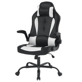 Ruesleag PC Gaming Racing Chair Ergonomic Office Computer Chair HIgh Back Video Racing Chair w/Lumbar Support Flip Up Arms Headrest PU Leather Study Desk Chair Executive Office Chair for Adults,White Ruesleag