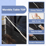 JUFU Dining Table Set for 10, 79'' Dining Table for 8-10 People with Faux Marble Tabletop and Sturdy Leg, White Rectangle Dining Room Table Set for 10 with White PU Chairs, Perfect for Dining Room JUFU