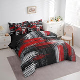 Feelyou Red Black, Grey 7 Piece Bedding Set Full, Abstract Graffiti Art Bed in a Bag Kids Modern Brush Design Bedding Sets with Quilted Comforter, Flat Sheet, Fitted Sheet, Pillowcases, Pillow Covers Feelyou