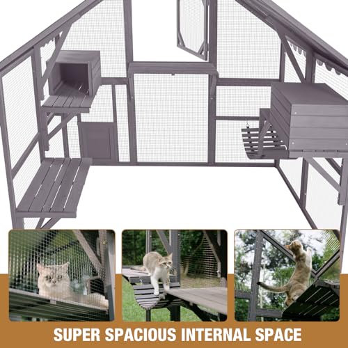 Cat House Outdoor Catio Extra Large Cat Enclosures with Waterproof Cover,Perfect for Cats Playpen - WoodArtSupply