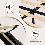 WEEWAY Dark Grey King Bed Frame with Linen Upholstered Headboard & Wooden Slats Support WEEWAY