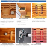 Luxury Dual-System Wood Sauna Room for 3 Person, Hybrid Indoor Sauna Spa,Canadian Hemlock, 4.5KW Heater, 195°F Steam+149°F Far Infrared, 10 Heating Elements, 220V, Oxygen Ionizer, 8mm Tempered-Grass ZONEMEL
