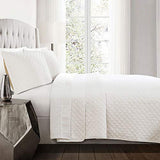 Lush Decor Ava Quilt Diamond Pattern Solid 3 Piece Oversized Bedding Blanket Bedspread Set - King - White Lush Decor