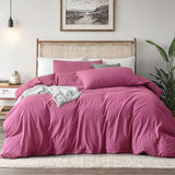 FEDALI HOME Rouge Pink Duvet Cover Queen Size - Extra Cozy Bedding - 160 GSM Ultra Soft Duvet Cover Set with 2 Pillow Shams - 3 Pieces - Comforter Not Included FEDALI HOME